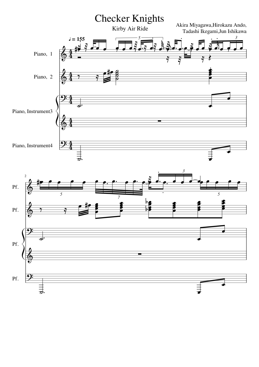 Checker Knights- Kirby Air Ride Sheet music for Piano (Mixed Quartet) |  