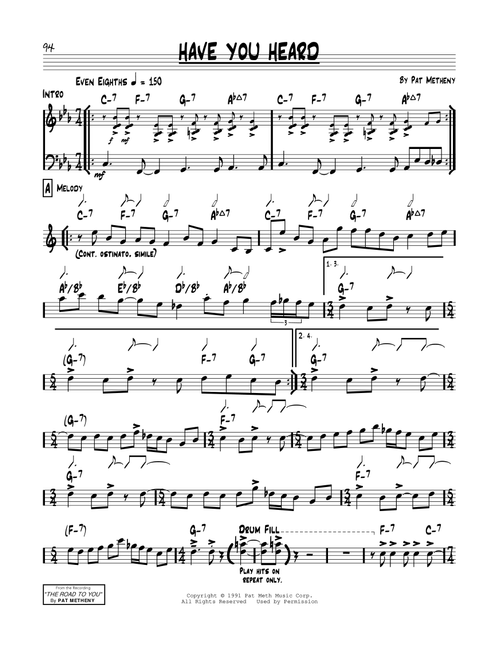 Have You Heard - Pat Metheny (Real Book - Melody-Chords)