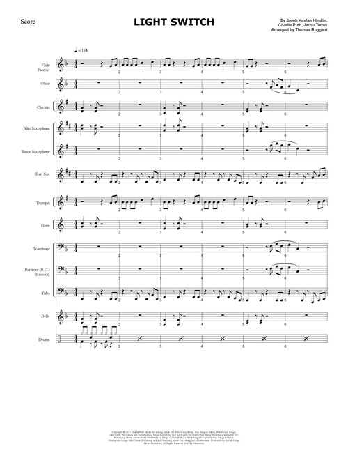 Light Switch (Arr. Thomas Ruggieri) - Charlie Puth (Large Ensemble)