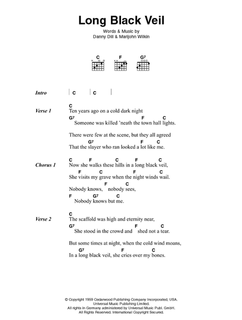 Long Black Veil - Johnny Cash (Guitar Chords-Lyrics)