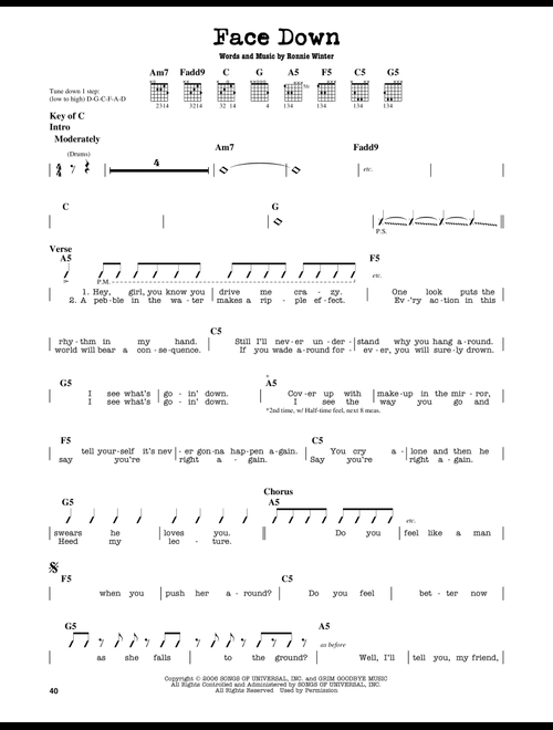 Face Down - The Red Jumpsuit Apparatus (Guitar Lead Sheet)