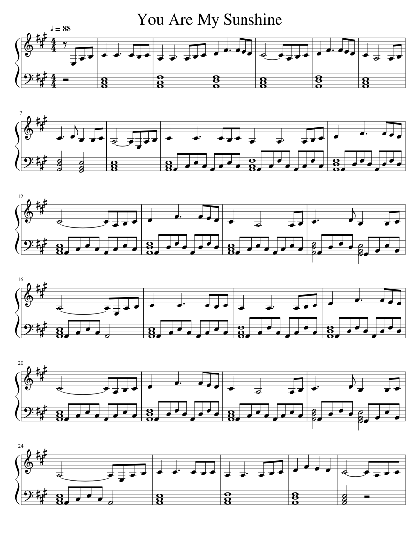You Are My Sunshine Sheet Music for Piano (Solo) easy | MuseScore.com