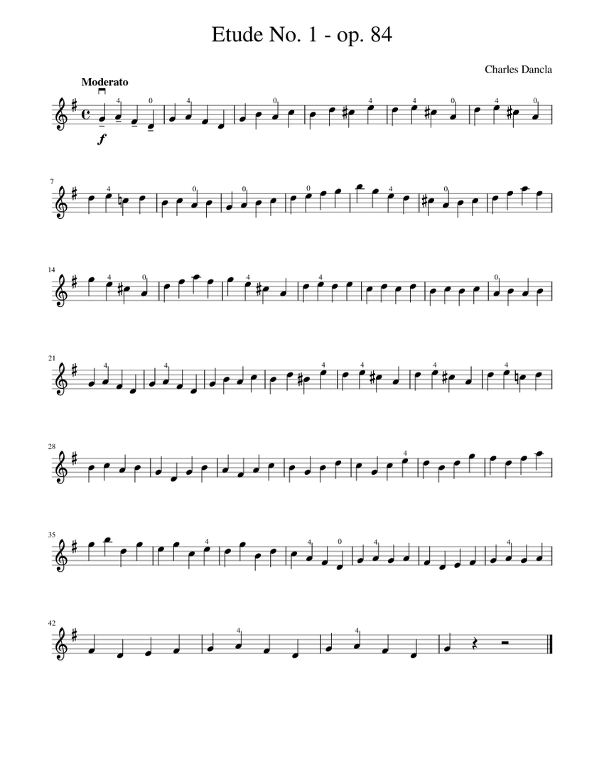 Etude No. 1 Charles Dancla op. 84 Sheet music for Violin (Solo