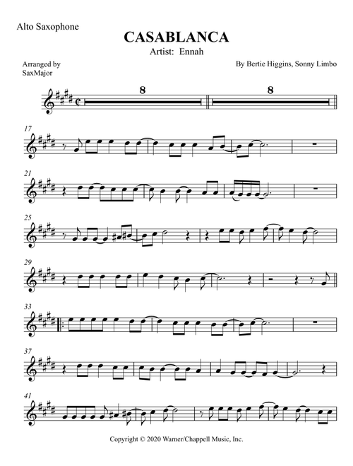 Casablanca (Arr. SaxMajor) - Bertie Higgins, Sonny Limbo (Alto Sax Solo)