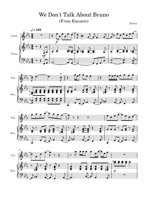 We Don't Talk About Bruno - Violin and Piano