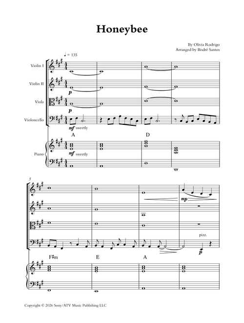 Honeybee (Arr. Bisdré Santos) - Olivia Rodrigo (String Quartet)