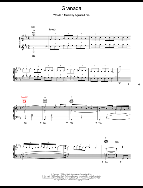 Granada - Placido Domingo (Piano-Vocal-Guitar (Piano Accompaniment))