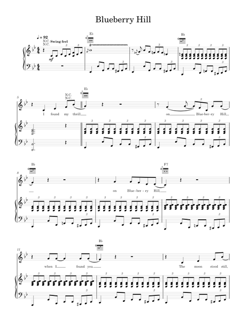Blueberry Hill - Fats Domino (Piano-Vocal)