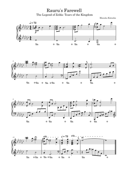 Rauru's Farewell Theme - The Legend of Zelda: Tears of the Kingdom – Hajime Wakai, Manaka Kataoka, Maasa Miyoshi, Masato Ohashi & Tsukasa Usui Rauru's Farewell Theme