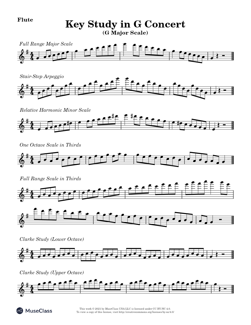 Key Study in G Major for Flute Sheet music for Flute Solo Musescore
