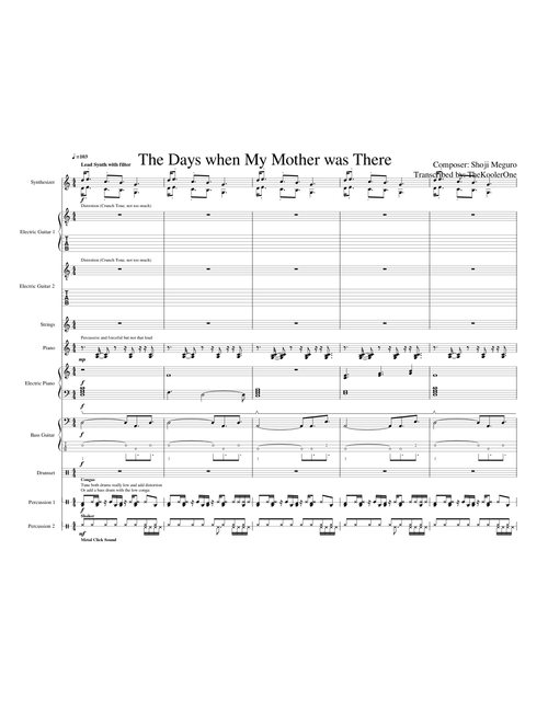 The Days When My Mother Was There -- FULL SCORE AND TABS -- Persona 5 OST