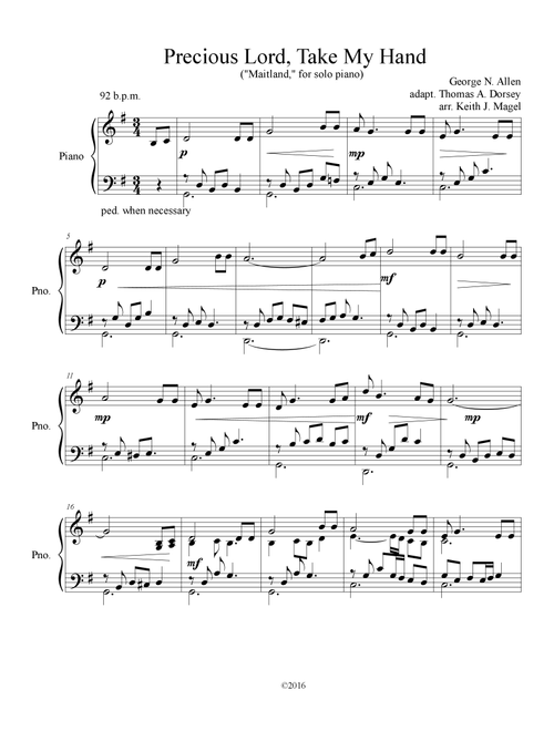 Precious Lord, Take My Hand (Arr. Keith James) (Piano Solo)