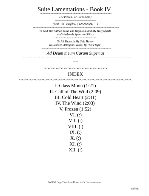 [NOT FINISHED] - Suite Lamentations - Book IV. (Coll. 30)