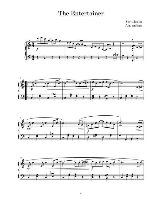 The Entertainer – Scott Joplin (Easy Piano)