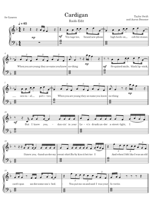 Play Official version of Cardigan Sheet Music by Taylor