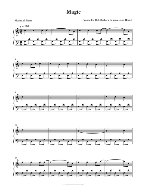 Magic (Arr. Música al Piano) - John Howell, Zachary Lawson, Cooper Joe Hill (Easy Piano)