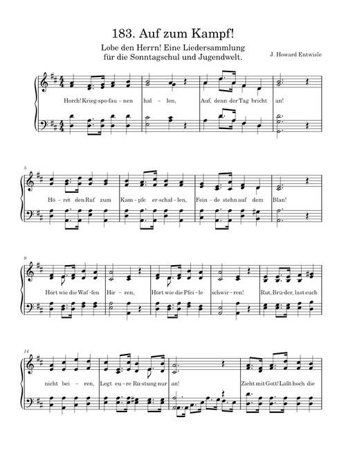 Hark! hark, the trumpet sounding (Auf zum Kampf) – J. Howard Entwisle