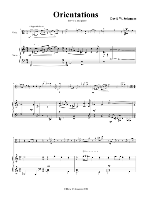 Orientations for viola and piano - David Warin Solomons (Viola and Piano)