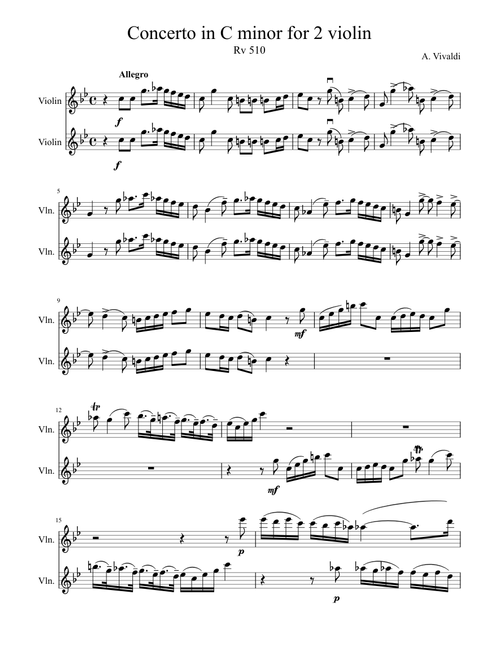 Vivaldi Concerto in C minor for 2 violin Rv 510