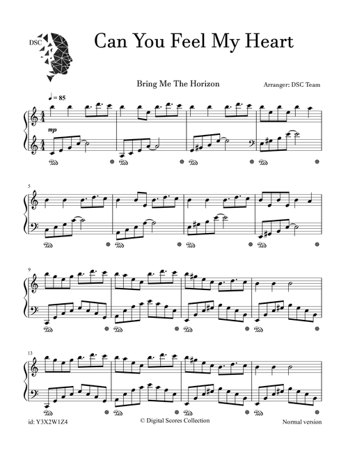Can You Feel My Heart (Arr. Digital Scores Collection) - Bring Me The Horizon (Piano Solo)
