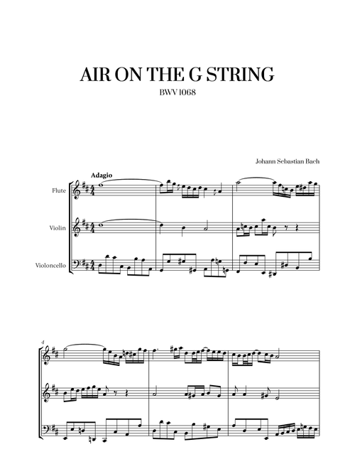 Johann Sebastian Bach - Air on the G String 2 (for Flute, Violin and Cello) (Arr. Cadenza Editions) (Small Ensemble)
