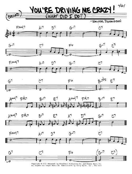 You're Driving Me Crazy! (What Did I Do?) - Walter Donaldson (Real Book - Melody-Chords)