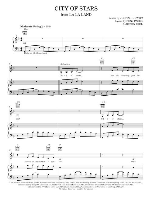 City Of Stars - Ryan Gosling & Emma Stone (Piano-Vocal-Guitar)