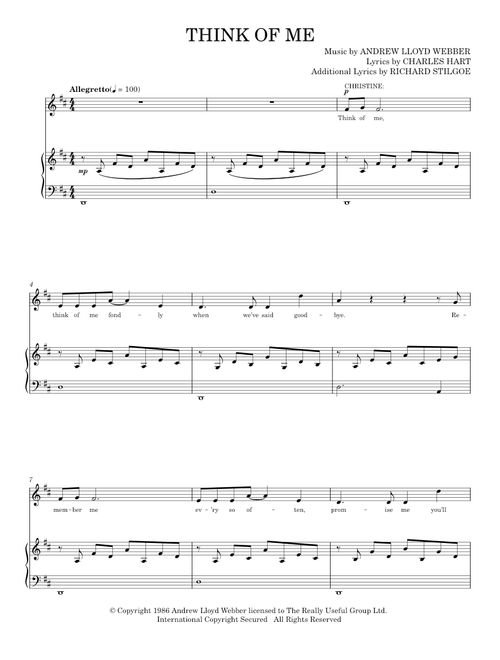 Think of me - Andrew Lloyd Webber (Piano Vocal)