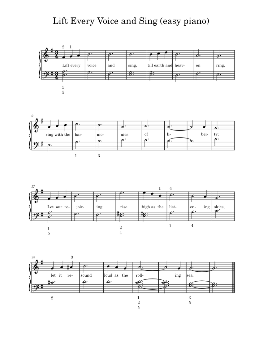 Lift every voice and sing John R. Johnson Sheet music for Piano (Solo
