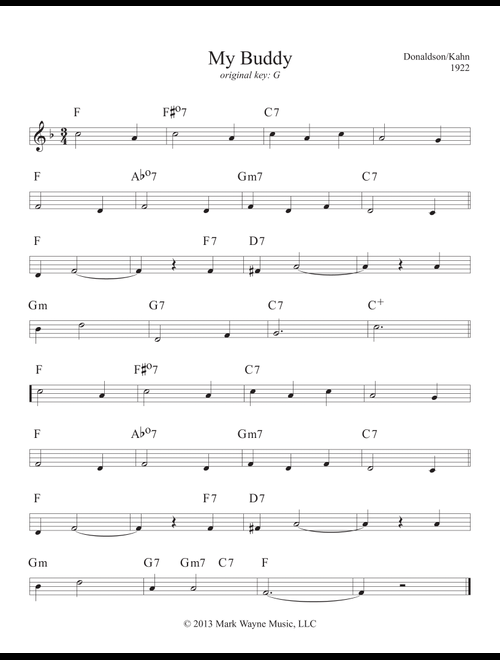 My Buddy (Arr. Mark Huxhold) - Donaldson/Kahn (Lead Sheet - Fake Book)