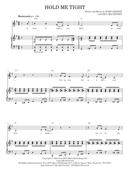 Hold Me Tight - Across The Universe Movie, The Beatles (Piano Vocal)
