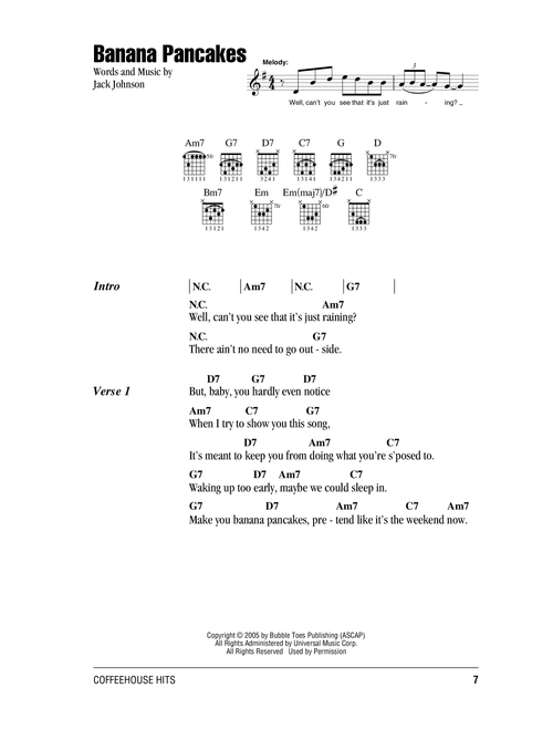 Banana Pancakes - Jack Johnson (Guitar Chords-Lyrics)