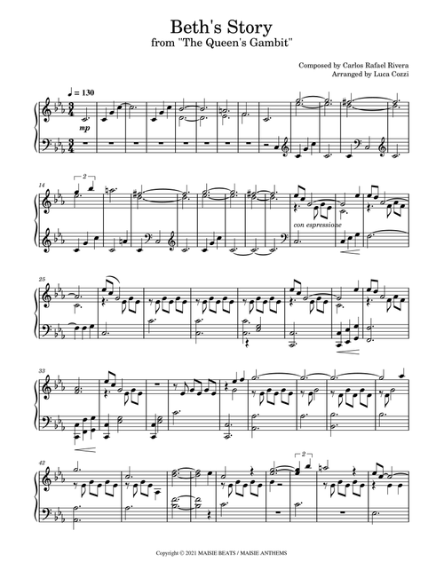 The Queen's Gambit (Arr. Luca Cozzi) - Asuka Ito, Carlos Rafael Rivera, Carlos Rivera (Piano Solo)