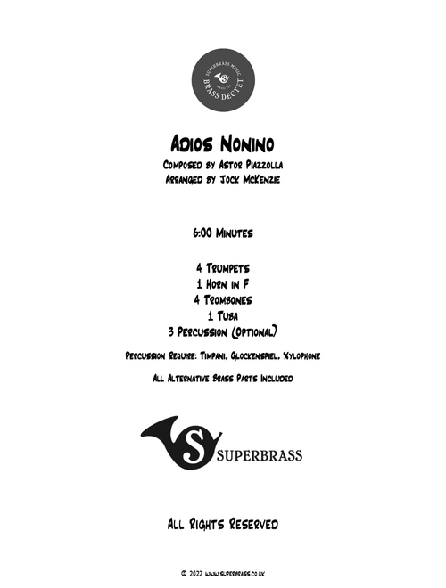 Adios (Arr. Jock McKenzie) - Jimmy Webb (Brass Ensemble)