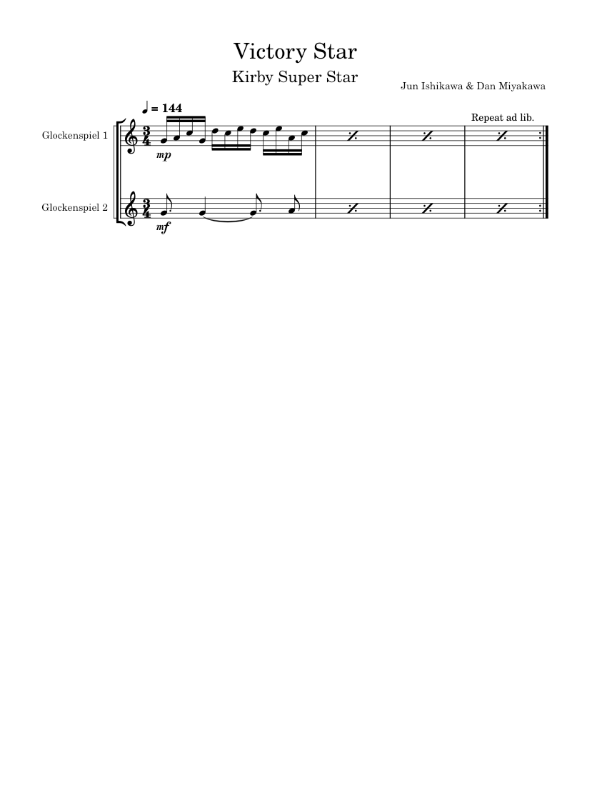Victory Star 1 Jun Ishikawa Dan Miyakawa Percussion Sheet music for Glockenspiel Percussion Duet Musescore