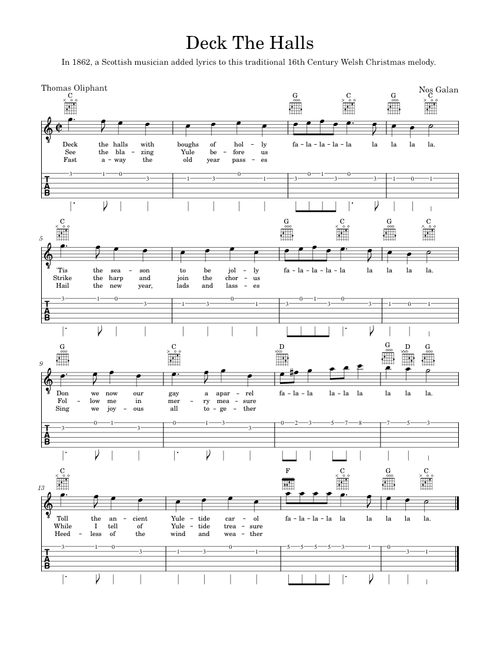 Deck the Halls Guitar TAB