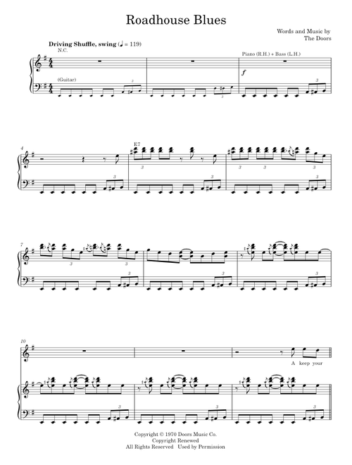 Roadhouse blues - The Doors (Piano Vocal)