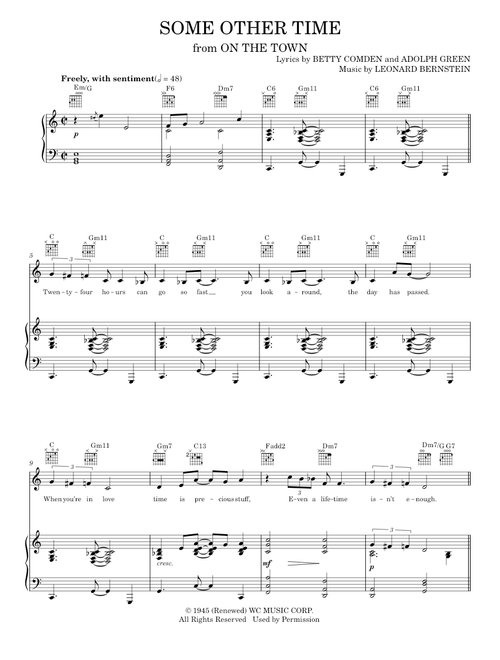 Some Other Time (from On the Town) - Leonard Bernstein (Piano-Vocal-Guitar)