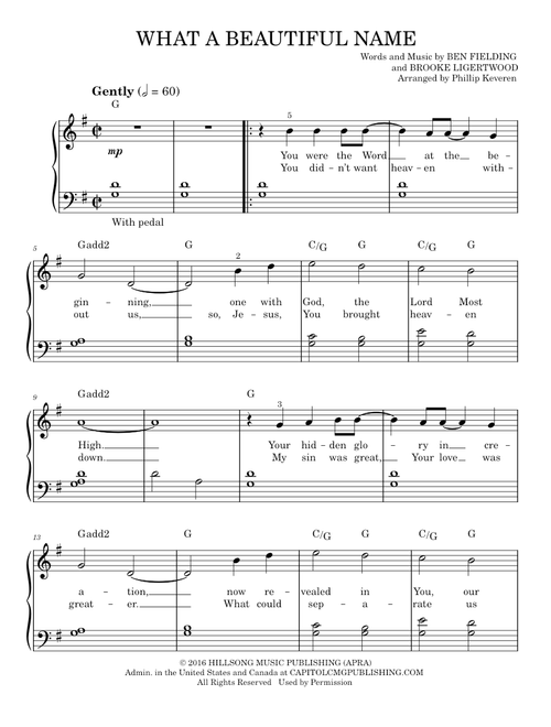 What a beautiful name - Hillsong Worship (Easy Piano)