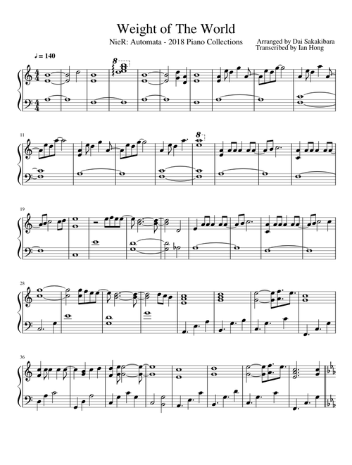 NieR: Automata - Weight of the World (2018 Piano Collections)