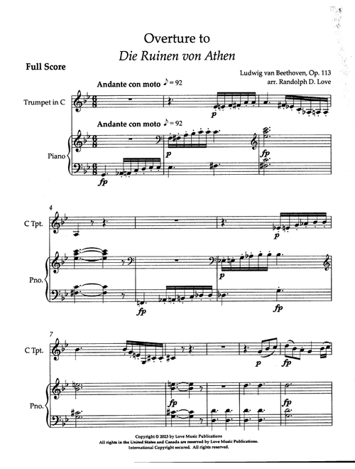 Die Ruinen von Athen Overture (Arr. Dr. Randolph D. Love) - Ludwig Van Beethoven (Trumpet and Piano)