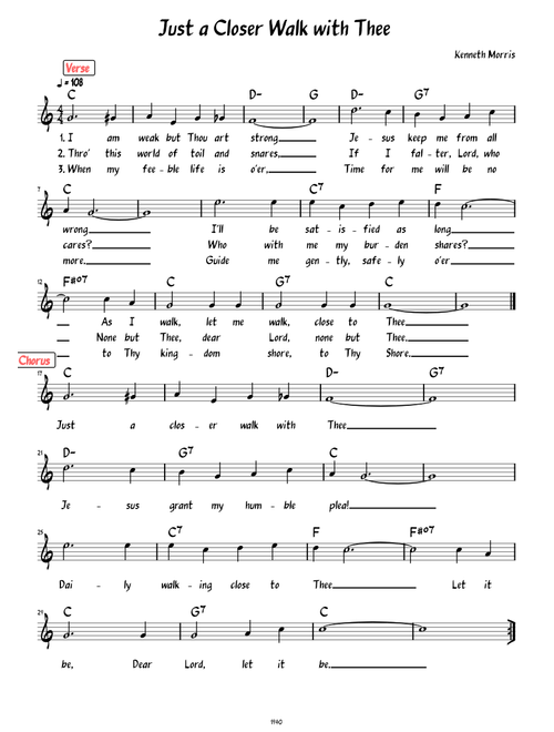 Just A Closer Walk With Thee (Lead sheet with lyrics )