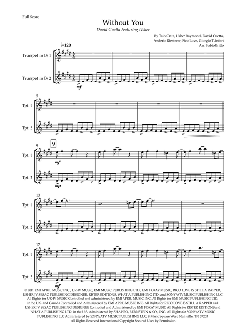Without You (Arr. Fabio Britto) - David Guetta Featuring Usher (Trumpet Duet)