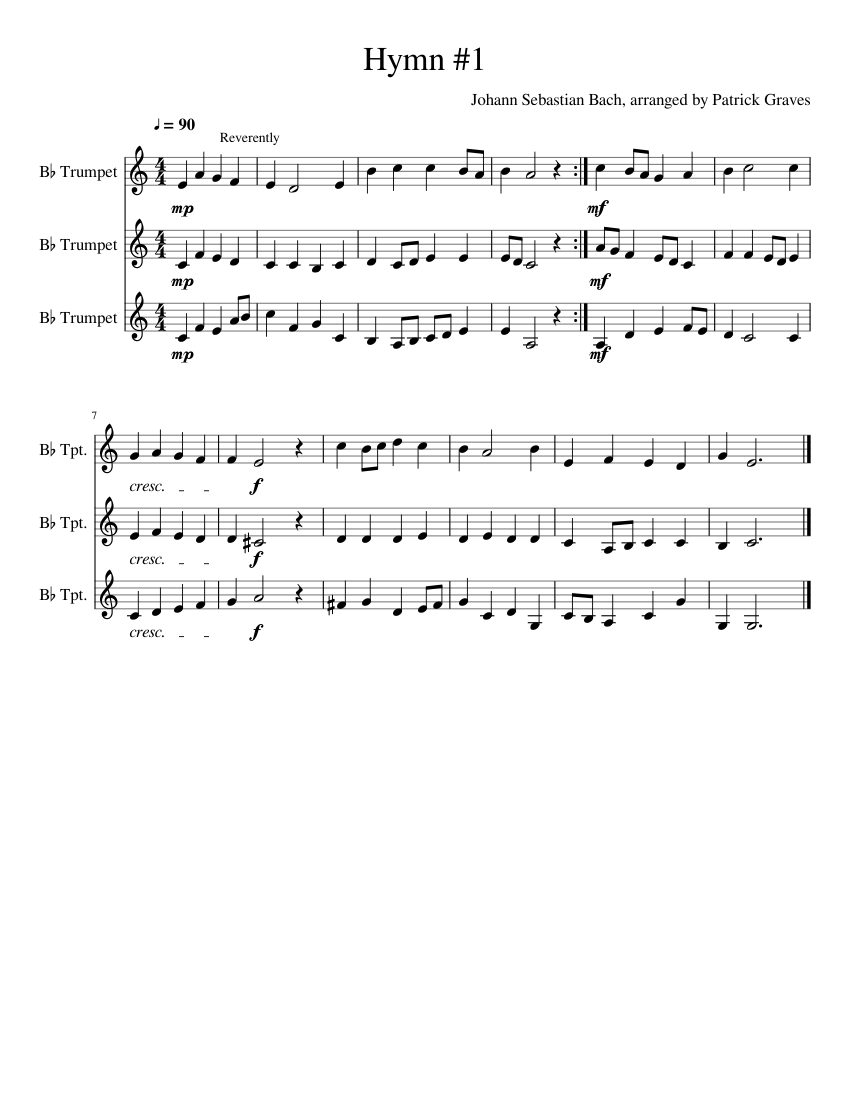 Hymn #1 Sheet Music For Trumpet In B-flat (Mixed Trio) | Musescore.com