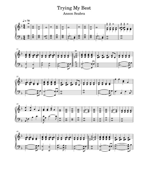 Trying My Best (Arr. Anson Seabra) (Piano Solo)