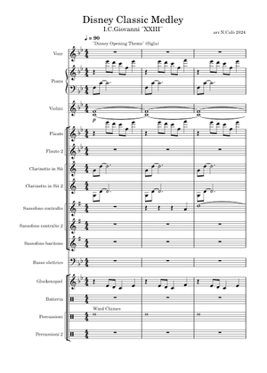 Medley Disney Sheet Music for Strings group (String Quartet