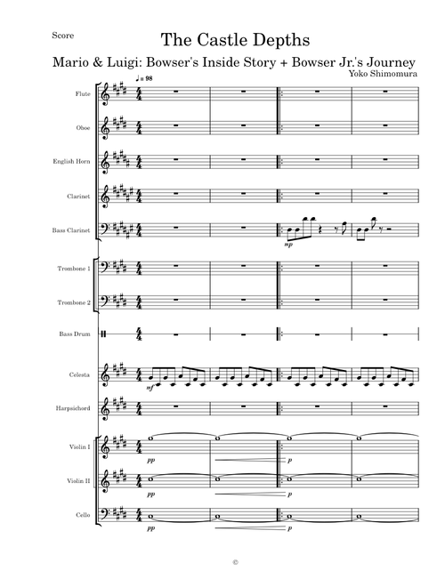 The Castle Depths (Mario & Luigi: Bowser's Inside Story + Bowser Jr.'s Journey) - Transcribed Score