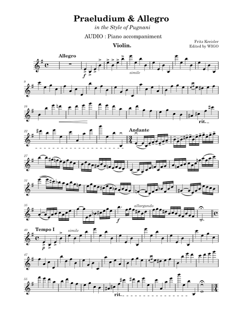 Praeludium and Allegro in the Style of Pugnani – Fritz Kreisler