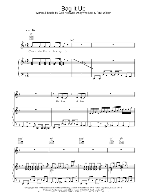 Bag It Up - Geri Halliwell (Piano-Vocal-Guitar (Piano Accompaniment))