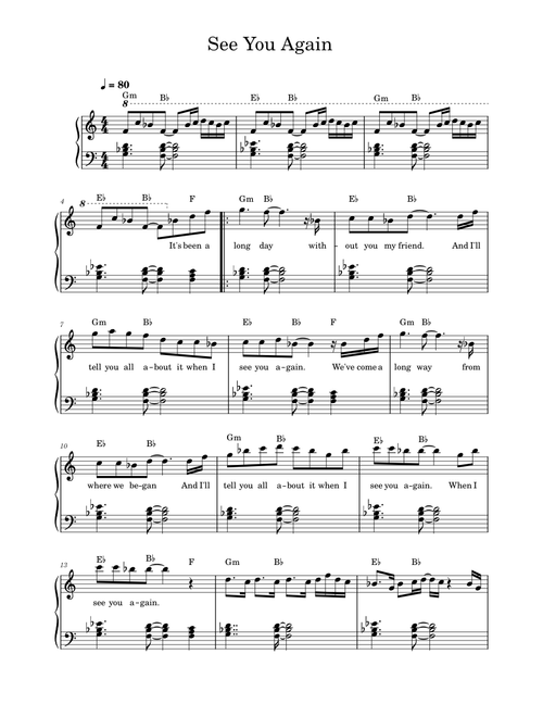 See You Again – Wiz Khalifa & Charlie Puth (Solo Piano)
